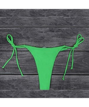 Women's Sexy Halter Thong Bikini Bottom Micro String Tanning Bikini Bottom Swimsuit - Neon Green - C7197CWO6UR $14.43-Sets