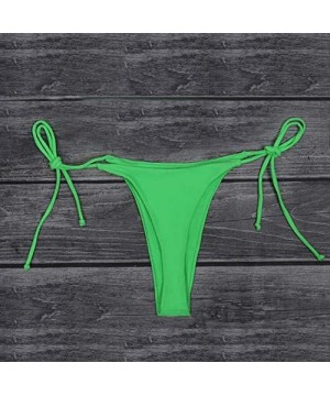 Women's Sexy Halter Thong Bikini Bottom Micro String Tanning Bikini Bottom Swimsuit - Neon Green - C7197CWO6UR $14.43-Sets