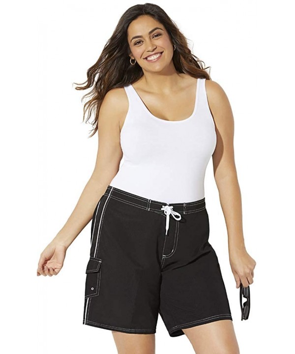 Women's Plus Size Board Short - Black - CY11TYDE3EP $27.11-Board Shorts