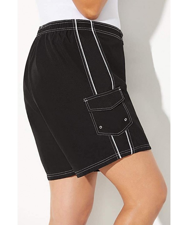 Women's Plus Size Board Short - Black - CY11TYDE3EP $27.11-Board Shorts