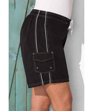 Women's Plus Size Board Short - Black - CY11TYDE3EP $27.11-Board Shorts