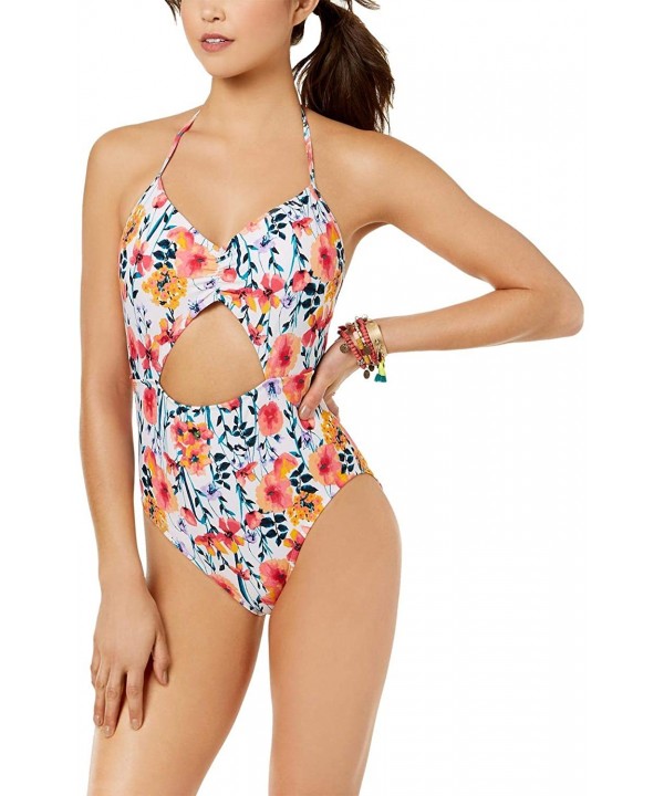 Juniors White Pink in Such A Fleury Printed Cut-Out Swimsuit M - CF18OIX0KA6 $19.16-One-Pieces