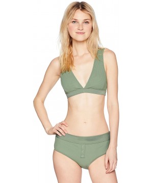 Women's Rumor Deep V Bikini Top Swimsuit - Ibiza Ribbed Cactus - CO1806XH7Q3 $21.21-Sets