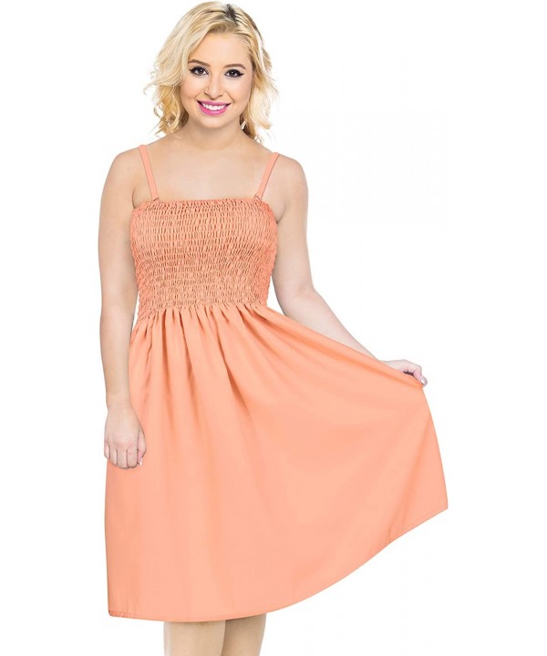 Women's Midi Boho Vintage Ethnic Style Summer Tube Dress Solid Plain - Peach_x1069 - C018LYR70OU $20.50-Cover-Ups