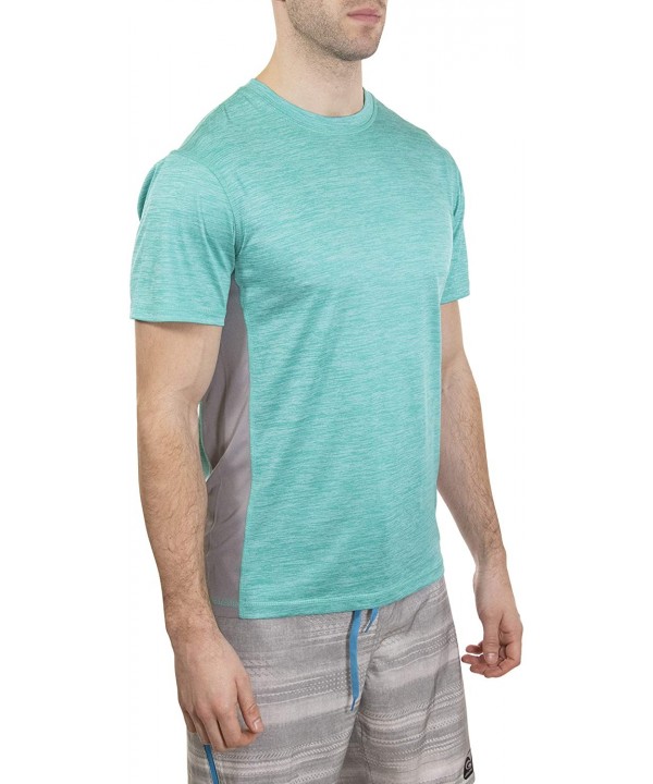 Men's UPF 50+ Lifeguard Loose-fit Rashguard - Aqua - CN18OMIQUXK $19.04-Rash Guards