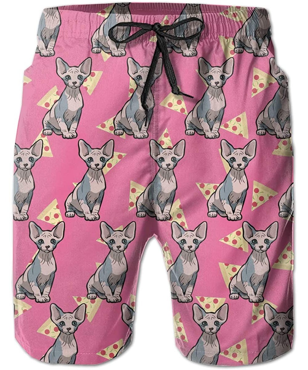 Extreme Comfort Swim Trunks Big &Tall Half Pants for Men Boy Fast Dry Sportwear - Sphynx Cat Taco Pizza Pink - CA18QMXIYS5 $2...