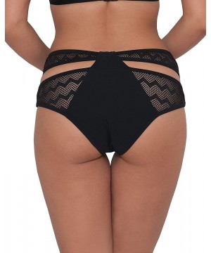 Women's Hi Voltage Strappy Mini Brief Bikini Bottom - Black - CV12NETFI0O $23.85-Bottoms