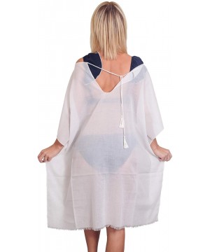 Women's Kaftan Dress - Beach Swimsuit Cover Up Cool Summer Outfit 100% Organic Cotton Lightweight One Size Fits All - White -...