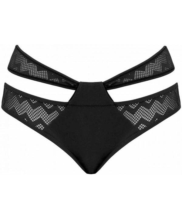 Women's Hi Voltage Strappy Mini Brief Bikini Bottom - Black - CV12NETFI0O $23.85-Bottoms