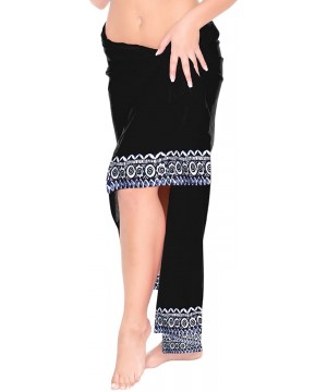 Men's Plus Size Beach Sarong Cover Up Pareo Swimsuit Wrap Embroidered - Halloween Black_c34 - CT186OKOCSZ $14.03-Cover-Ups