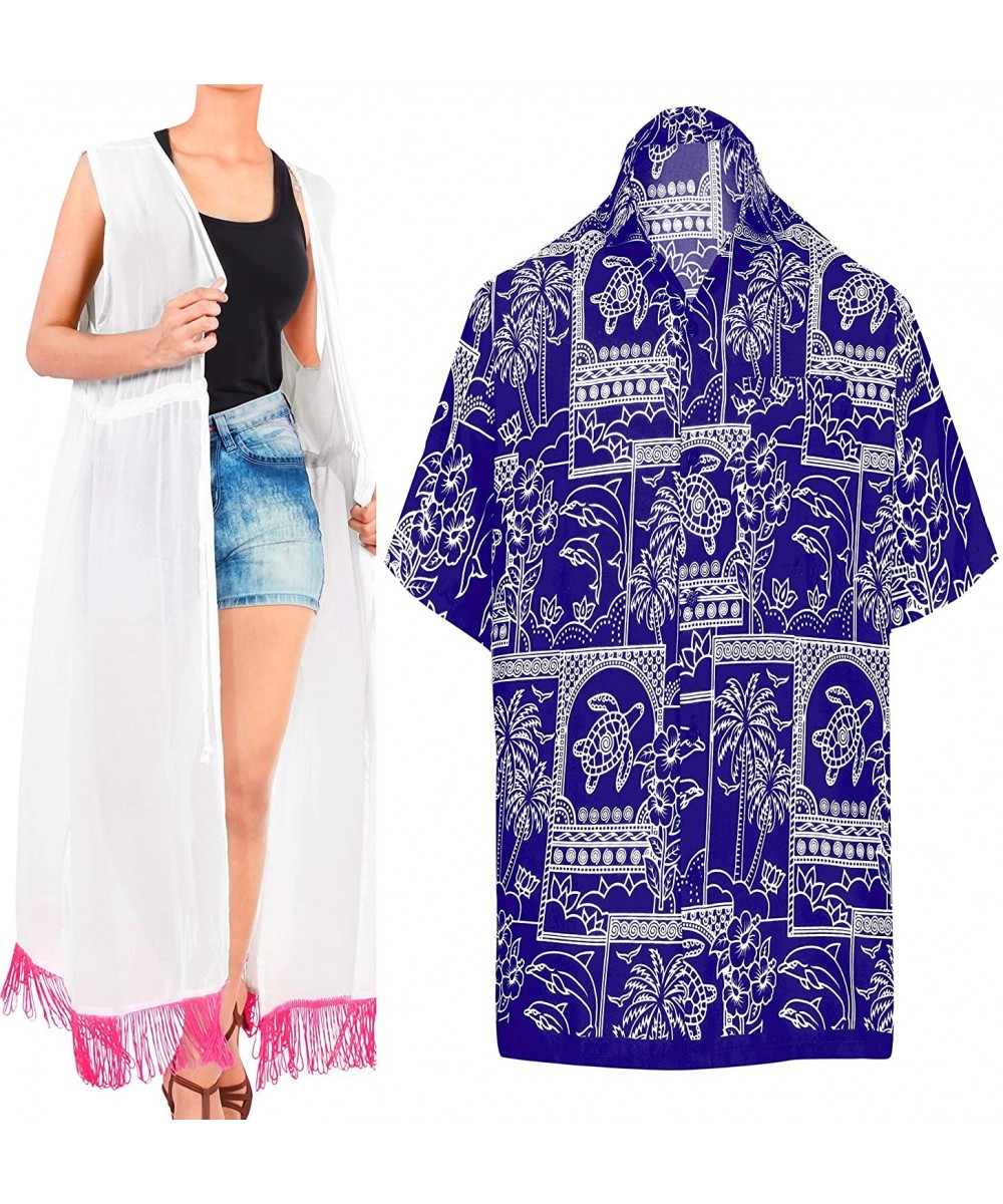 Men's Cool Tropical Front Pocket Short Sleeve Hawaiian Shirt Women Casual Dress Maxi Kimono Cardigan Work from Home Clothes H...