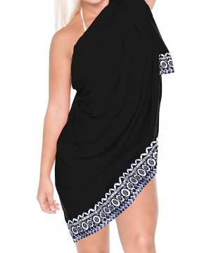 Men's Plus Size Beach Sarong Cover Up Pareo Swimsuit Wrap Embroidered - Halloween Black_c34 - CT186OKOCSZ $14.03-Cover-Ups