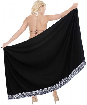 Men's Plus Size Beach Sarong Cover Up Pareo Swimsuit Wrap Embroidered - Halloween Black_c34 - CT186OKOCSZ $14.03-Cover-Ups