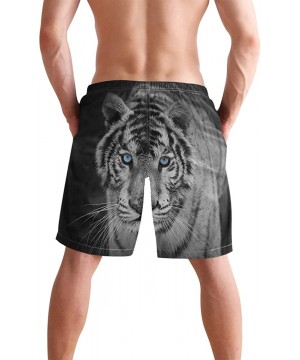 Men's Swim Trunks Hedgehog Cactus Quick Dry Beach Board Shorts with Pockets - White Tiger - CJ18QQUQIHW $25.60-Board Shorts