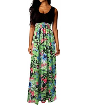 Shirt Dress for Women- Casual Short Sleeve Empire Waist Maxi Dresses Long Dresses with Pockets - Tank Green - CT18RYTUGCY $20...