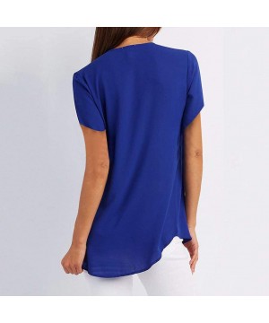 2020 Summer Flowy Fashion Zipper V-Neck Casual Tops T-Shirt Loose Tunic Tee Short Sleeve Shirt - 1 Blue - CG18DW7R3OS $10.40-...