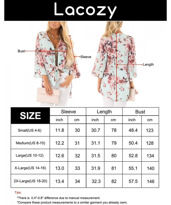 Women's Floral Print Kimono Cover Up Sheer Chiffon Blouse Long Cardigan - Aprico - C518M0Q2D0R $23.09-Cover-Ups