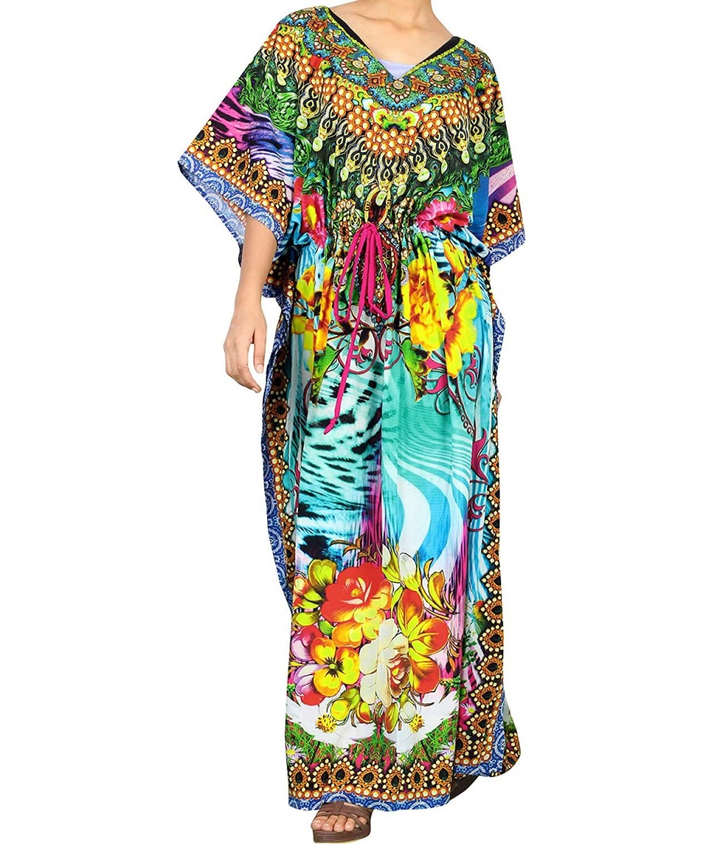 Women's One Size Kaftan Wedding Dresses Sleepwear Cover Ups Drawstring - Multicolor_a788 - CF18CMU8K8O $23.16-Cover-Ups