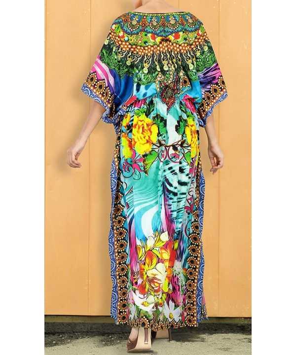 Women's One Size Kaftan Wedding Dresses Sleepwear Cover Ups Drawstring - Multicolor_a788 - CF18CMU8K8O $23.16-Cover-Ups