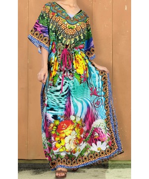 Women's One Size Kaftan Wedding Dresses Sleepwear Cover Ups Drawstring - Multicolor_a788 - CF18CMU8K8O $23.16-Cover-Ups