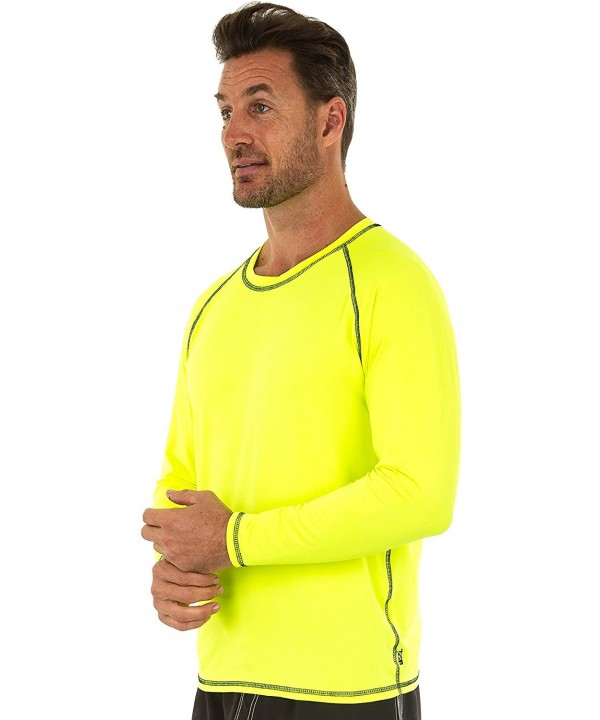 UPF 50+ Loose Cut Long Sleeve Rashguard Swim T-Shirt - Neon Yellow - C4180K5Y9TU $28.86-Rash Guards