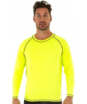 UPF 50+ Loose Cut Long Sleeve Rashguard Swim T-Shirt - Neon Yellow - C4180K5Y9TU $28.86-Rash Guards