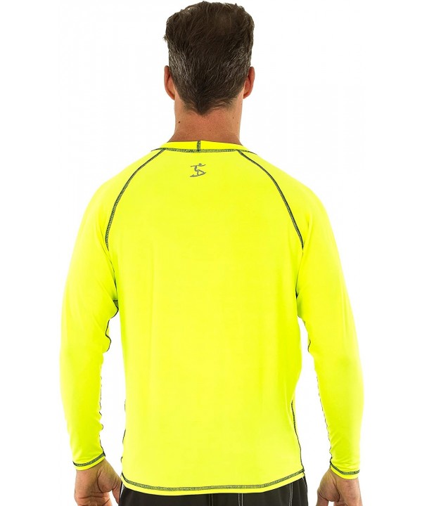 UPF 50+ Loose Cut Long Sleeve Rashguard Swim T-Shirt - Neon Yellow - C4180K5Y9TU $28.86-Rash Guards