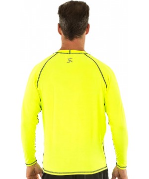 UPF 50+ Loose Cut Long Sleeve Rashguard Swim T-Shirt - Neon Yellow - C4180K5Y9TU $28.86-Rash Guards