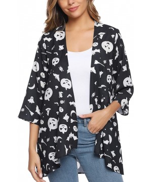 Women Summer Chiffon Cardigans Open Front Blouse Casual Floral Kimono Cover Up Tops - Pate1 - CL18Z3Y4TZ9 $14.06-Cover-Ups