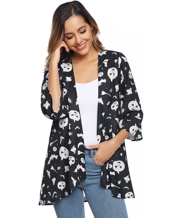 Women Summer Chiffon Cardigans Open Front Blouse Casual Floral Kimono Cover Up Tops - Pate1 - CL18Z3Y4TZ9 $14.06-Cover-Ups