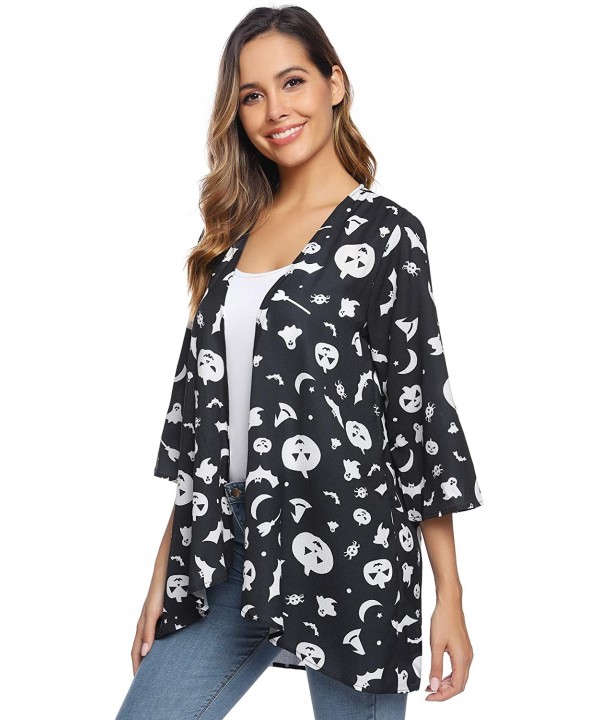 Women Summer Chiffon Cardigans Open Front Blouse Casual Floral Kimono Cover Up Tops - Pate1 - CL18Z3Y4TZ9 $14.06-Cover-Ups