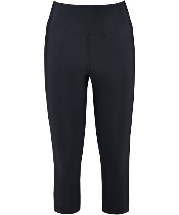 Women's Swim Pants Capris UPF 50+ Water Outdoor Sport Leggings - Black With Line - C3180ONUA20 $15.33-Board Shorts