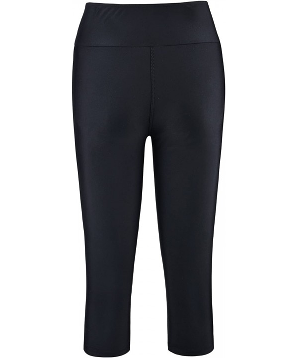 Women's Swim Pants Capris UPF 50+ Water Outdoor Sport Leggings - Black With Line - C3180ONUA20 $15.33-Board Shorts