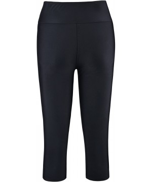 Women's Swim Pants Capris UPF 50+ Water Outdoor Sport Leggings - Black With Line - C3180ONUA20 $15.33-Board Shorts