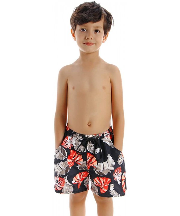 Family Matching Swimsuits Mommy Daddy and Me Palm Printed Ruffle Swimwear Bathing Suits - Boys Black - CN194L8N22C $15.26-Sets