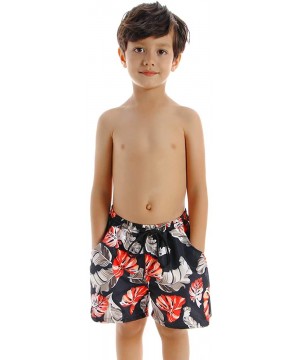 Family Matching Swimsuits Mommy Daddy and Me Palm Printed Ruffle Swimwear Bathing Suits - Boys Black - CN194L8N22C $15.26-Sets