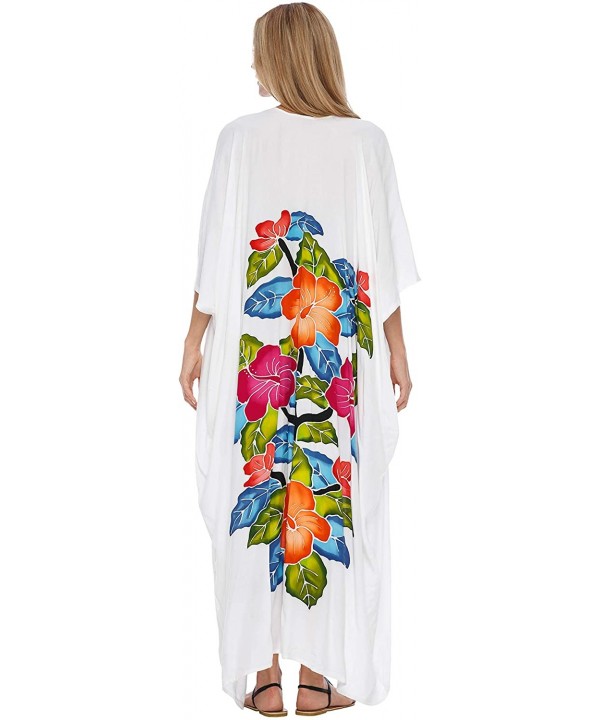 Womens Kimono Cardigan Open Front Floral Robe Beach Cover Up One Size - White - CO193L5Z0ZO $43.24-Cover-Ups