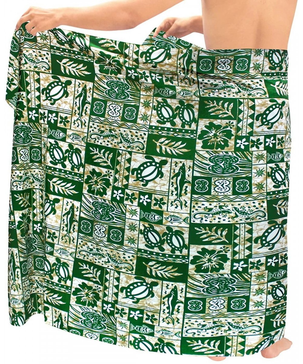 Men's Full Beach Sarong Pareo Swimwear Cover Ups Wrap Lungi Vacation A - Green_f334 - CX11R7H4EDF $15.64-Cover-Ups