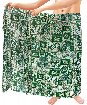 Men's Full Beach Sarong Pareo Swimwear Cover Ups Wrap Lungi Vacation A - Green_f334 - CX11R7H4EDF $15.64-Cover-Ups