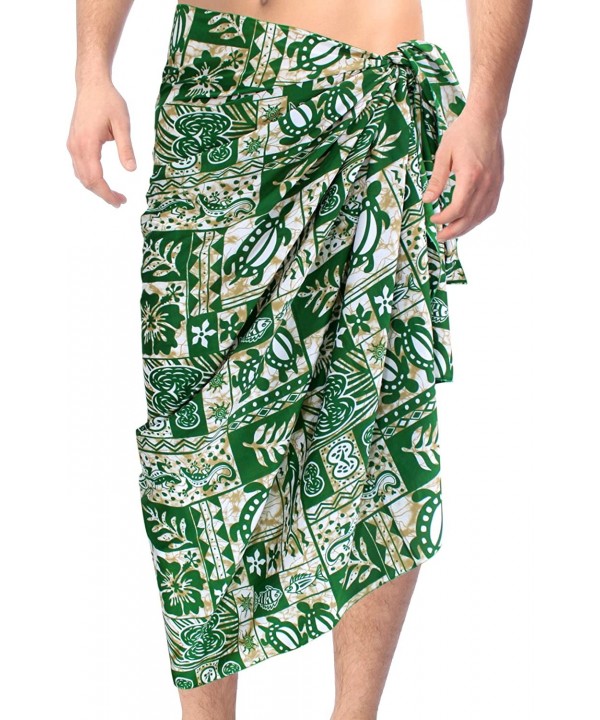 Men's Full Beach Sarong Pareo Swimwear Cover Ups Wrap Lungi Vacation A - Green_f334 - CX11R7H4EDF $15.64-Cover-Ups