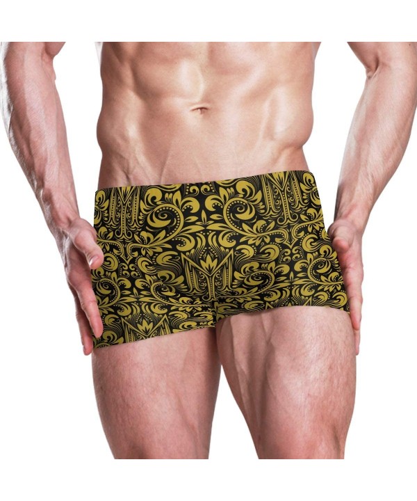 Baroque Flower Pattern Alphabet M Men's Swim Trunks Swimming Briefs Beach Shorts Boxer Briefs - CN18S3DIS0O $25.38-Briefs