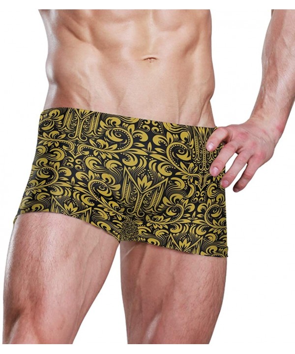 Baroque Flower Pattern Alphabet M Men's Swim Trunks Swimming Briefs Beach Shorts Boxer Briefs - CN18S3DIS0O $25.38-Briefs