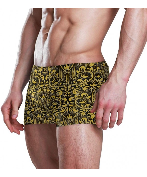 Baroque Flower Pattern Alphabet M Men's Swim Trunks Swimming Briefs Beach Shorts Boxer Briefs - CN18S3DIS0O $25.38-Briefs