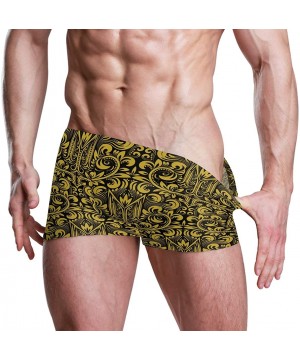 Baroque Flower Pattern Alphabet M Men's Swim Trunks Swimming Briefs Beach Shorts Boxer Briefs - CN18S3DIS0O $25.38-Briefs