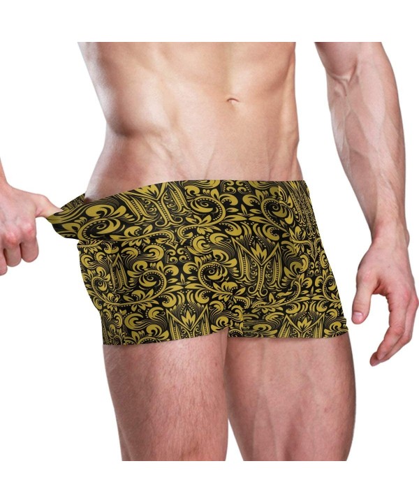 Baroque Flower Pattern Alphabet M Men's Swim Trunks Swimming Briefs Beach Shorts Boxer Briefs - CN18S3DIS0O $25.38-Briefs