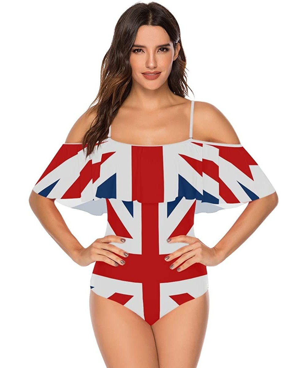 African Flag Women One Piece Flounce Swimsuit Off Shoulder Bikini - British Flag - CB18UW89TQ2 $32.43-One-Pieces