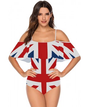 African Flag Women One Piece Flounce Swimsuit Off Shoulder Bikini - British Flag - CB18UW89TQ2 $32.43-One-Pieces