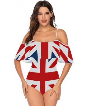 African Flag Women One Piece Flounce Swimsuit Off Shoulder Bikini - British Flag - CB18UW89TQ2 $32.43-One-Pieces