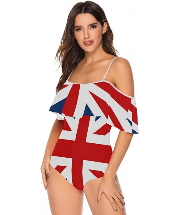 African Flag Women One Piece Flounce Swimsuit Off Shoulder Bikini - British Flag - CB18UW89TQ2 $32.43-One-Pieces