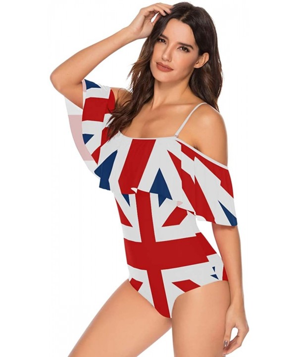 African Flag Women One Piece Flounce Swimsuit Off Shoulder Bikini - British Flag - CB18UW89TQ2 $32.43-One-Pieces